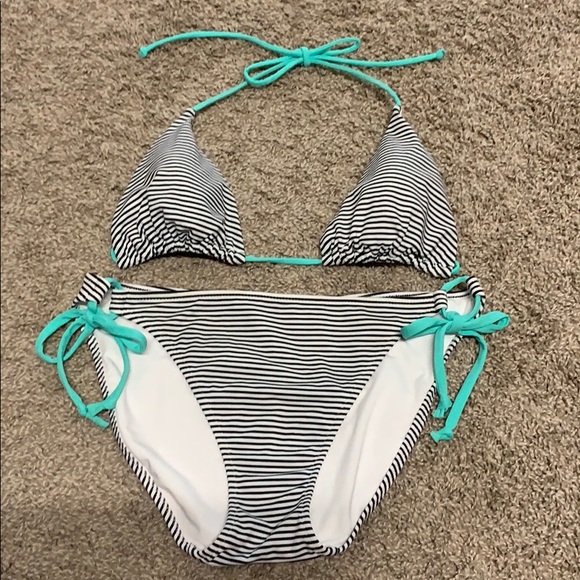 Victoria's Secret Other - Victoria’s Secret Black/White Striped Bikini LRG